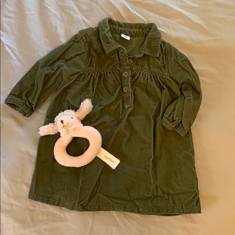 Old Navy 6-12 month green corduroy dress